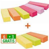 6 + 3 GRATIS: Post-it® Page Marker neon Haftmarker farbsortiert 6x 100 Streifen + GRATIS 3x 100 Streifen von Post-it®