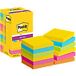 Post-it Super Sticky Haftnotizen 654-12SS-CARN 76 x 76 mm 90 Blatt pro Block Blau, Gelb, Grün, Orange, Rosa Quadratisch Unliniert 12 Stück von Post-it