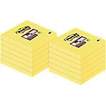 Post-it Super Sticky Notes Haftnotizen 76 x 76 mm gelb 90 Blatt Vorteilspack 12 Blöcke + 12 Blöcke GRATIS von Post-it