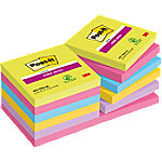 Post-it Super Sticky Haftnotizen 76 x 76 mm Farbig Sortiert Quadratisch 12 Stück à 90 Blatt von Post-it