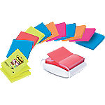 Post-it Z-Notes Pro Haftnotizenspender mit Super Sticky Z-Notes 76 x 76 mm Farbig sortiert 12 Blöcke à 90 Blatt von Post-it