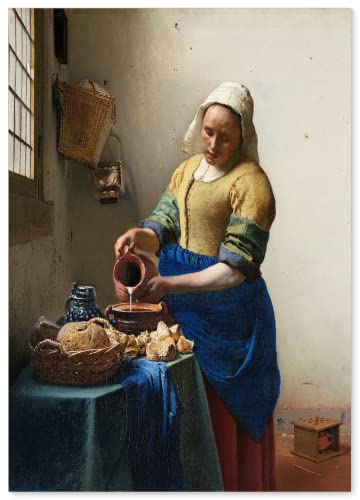 Poster Johannes Vermeer "The Milkmaid", 41 x 29 cm (A3), hergestellt in Japan, Kunstdruck auf dickem Blatt Papier, Gemälde, Wandkunst von Poster Art Gallery USA