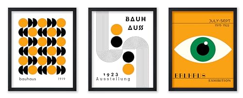 Poster Master 3-teiliges geometrisches Vintage-Poster – Retro-minimalistischer Druck – Auge, Mitte des Jahrhunderts modern, Kreise, abstrakt – 20,3 x 25,4 cm, ungerahmte Wandkunst – Geschenk für von Poster Master