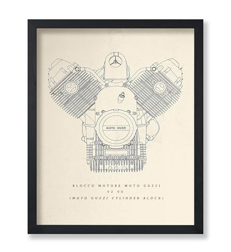 Poster Master Blaupausen-Poster – Retro-Patentdruck – Moto Guzzi Motor, italienisches Motorrad, technische Zeichnung – 20,3 x 25,4 cm, ungerahmt Wandkunst – Geschenk für Mechaniker, Freund – von Poster Master