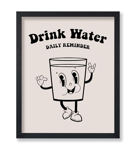 Poster Master "Drink Water"-Druck – Retro-Poster für tägliche Erinnerung, Gesundheit und Wasserkunst – schwarzes adrettes Wanddesign – trendige und flippige Kunst – Wanddekoration für Küche oder Poster Master "Drink Water"-Druck – Retro-Poster für tägliche Erinnerung, Gesundheit und Wasserkunst – schwarzes adrettes Wanddesign – trendige und flippige Kunst – Wanddekoration für Küche oder von Poster Master