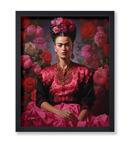 Poster Master Frida Poster – Frida Blumenporträt-Druck – rosa Blumenkunst – Blumenkunst – Geschenk für Männer und Frauen – ästhetische Dekoration für Schlafzimmer, Wohnzimmer, Wohnheim oder Büro – von Poster Master