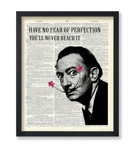 Poster Master Wörterbuch-Kunstposter – Have No Fear Of Perfection Druck – Salvador Dali Art – Floral Schnurrbart Kunst – Geschenk für Männer & Frauen – Dekor für Schlafzimmer oder Wohnzimmer – 20,3 x von Poster Master