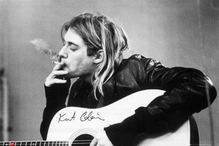 Kurt Cobain-Smoking) &Gitarre mit Black White, Musik Poster, Poster-Print, Kollektionen, 92 x 61 cm von Poster Revolution