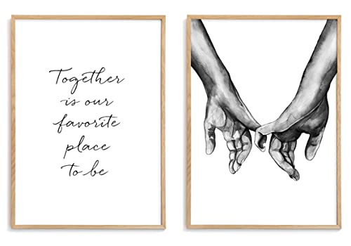 "Always Together" Wanddeko - Bilderset 2 x Poster (je 50x70 cm) - Wandbilder mit Kunstdruck - Entspannende Wandposter - Pictures/Motivationsbilder von Poster Store