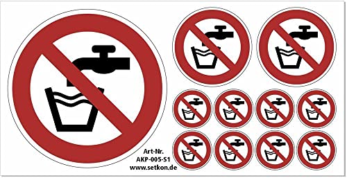 Aufkleber"Kein Trinkwasser", DIN ISO 7010, Premiumqualität Set (1x100 mm, 2x 50mm, 8x25 mm) von Poster38