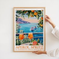 Aperol Spritz Poster Canvas Framed | Cocktail Sprizz Print Wall Art Bar Decoration Italy Drink Retro Sign Deco Vintage Kitchen Living Room von PosterFlowPrintArt
