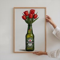 Heineken Beer | Framed Poster Canvas Frame Beerposter Cocktail Drink Present Boyfriend Father's Day Gift Mancave Kitchen Arful Wall Art von PosterFlowPrintArt