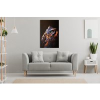 Eule Kunstdruck, Tier Leinwanddruck, Wald Kunst Poster, Metall Wandbild, Wandkunst, Bunte Vogel Malerei, Natur Wand Dekor von PosterJunkieDesigns