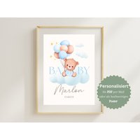 Geburtsposter Personalisiert, Geburtstafel Mit Geburtsdaten Baby Wandbild Kinderzimmer Poster, Geburtsanzeige Geschenk Zur Geburt Oder Taufe Geburtsposter Personalisiert, Geburtstafel Mit Geburtsdaten Baby Wandbild Kinderzimmer Poster, Geburtsanzeige Geschenk Zur Geburt Oder Taufe von PosterManufaktur24