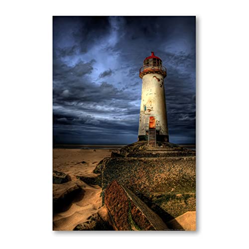 Postereck - 0001 - Alter Leuchtturm, Hafen Meer Turm Schiff Strand - Wandposter Fotoposter Bilder Wandbild Wandbilder - Leinwand - 75,0 cm x 50,0 cm von Postereck