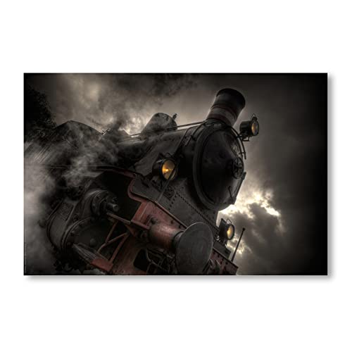 Postereck - 0010 - Alte Lokomotive, Dampf Eisenbahn Zug Bahn Reisen - Fahrzeug Wandposter Fotoposter Bilder Wandbild Wandbilder - Leinwand - 75,0 cm x 50,0 cm von Postereck