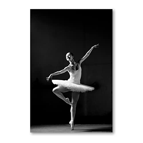 Postereck - 0012 - Ballerina, Schwarz Weiss Ballett Tanz Musik Frau - Wandposter Fotoposter Bilder Wandbild Wandbilder - Leinwand - 40,0 cm x 30,0 cm von Postereck