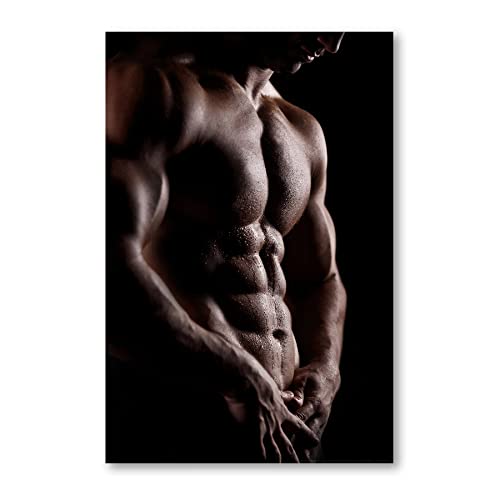 Postereck - 0043 - Sixpack, Mann Erotik Muskeln Sport Nackt Sexy - Erotisch Sexy Nackt Wandposter Fotoposter Bilder Wandbild Wandbilder - Leinwand - 75,0 cm x 50,0 cm von Postereck