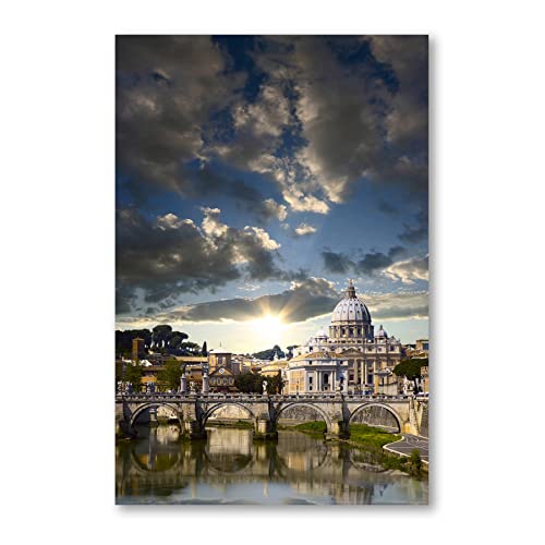 Postereck - 0086 - Petersdom, Rom Italien Vatikan Brücke Stadt - Wandposter Fotoposter Bilder Wandbild Wandbilder - Leinwand - 100,0 cm x 75,0 cm von Postereck