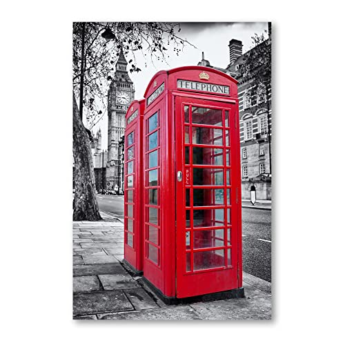 Postereck - 0122 - Rote Telefonzelle, London England Big Ben GB - Wandposter Fotoposter Bilder Wandbild Wandbilder - Poster - DIN A4-21,0 cm x 29,7 cm von Postereck