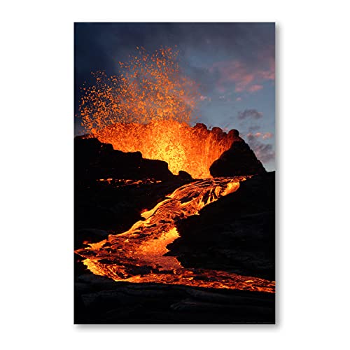 Postereck - 0129 - Vulkan Ausbruch, Natur Magma Naturgewalt Lava - Wandposter Fotoposter Bilder Wandbild Wandbilder - Leinwand - 75,0 cm x 50,0 cm von Postereck