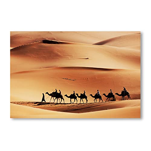 Postereck - 0140 - Karavane, Wüste Landschaft Natur Kamel Sonne - Wandposter Fotoposter Bilder Wandbild Wandbilder - Leinwand - 60,0 cm x 40,0 cm von Postereck