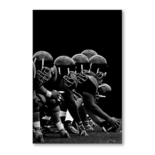 Postereck - 0142 - NFL, Schwarz Weiss Football Amerika USA Angriff - Wandposter Fotoposter Bilder Wandbild Wandbilder - Leinwand - 100,0 cm x 75,0 cm von Postereck