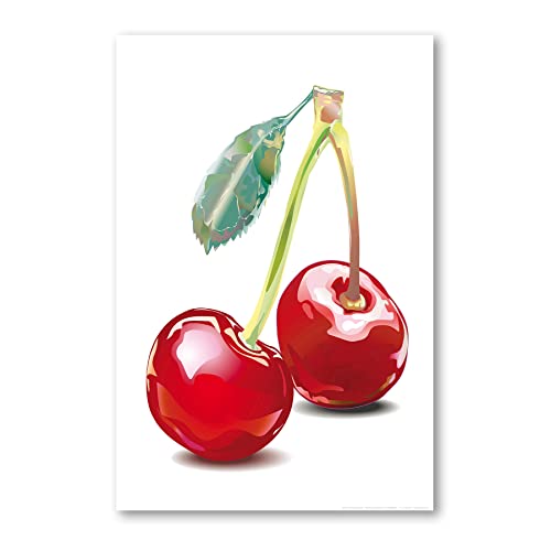 Postereck - 0143 - Kirschen, Küche Obst Rot Zeichnung Kunst - Wandposter Fotoposter Bilder Wandbild Wandbilder - Poster - 3:2-91,0 cm x 61,0 cm von Postereck