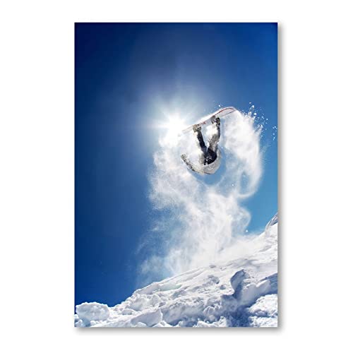 Postereck - 0176 - Snowboard Sprung, Schnee Eis Winter Sport Sonne - Wandposter Fotoposter Bilder Wandbild Wandbilder - Leinwand - 75,0 cm x 50,0 cm von Postereck