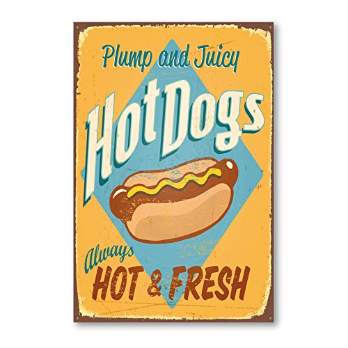 Postereck - 0278 - Plakat, Hot Dogs Schild Vintage Essen Küche Party - Spruch Schrift Wandposter Fotoposter Bilder Wandbild Wandbilder - Poster - 3:2-30,0 cm x 20,0 cm von Postereck