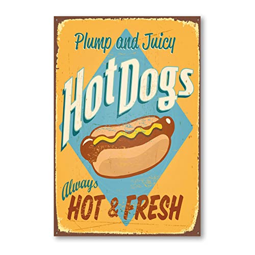 Postereck - 0278 - Plakat, Hot Dogs Schild Vintage Essen Küche Party - Spruch Schrift Wandposter Fotoposter Bilder Wandbild Wandbilder - Poster - 3:2-91,0 cm x 61,0 cm von Postereck