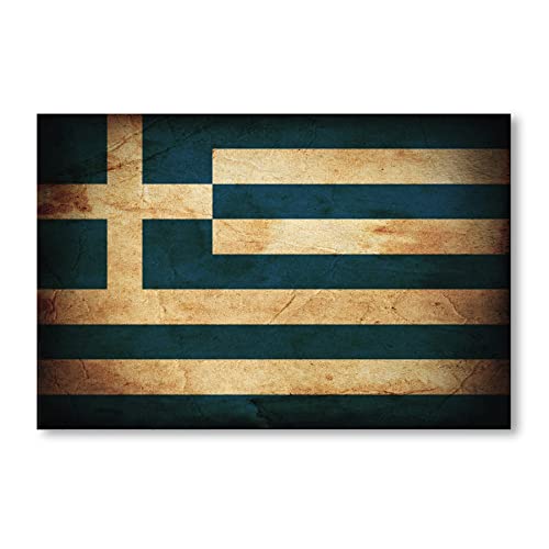 Postereck - 0304 - Vintage Flagge, Fahne Griechenland Athen - Wandposter Fotoposter Bilder Wandbild Wandbilder - Leinwand - 60,0 cm x 40,0 cm von Postereck