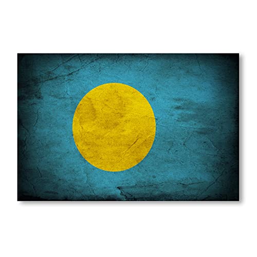 Postereck - 0384 - Vintage Flagge, Fahne Palau Ngerulmud - Wandposter Fotoposter Bilder Wandbild Wandbilder - Leinwand - 60,0 cm x 40,0 cm von Postereck