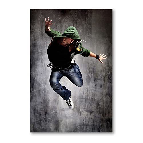 Postereck - 0420 - Hip Hop, Tänzer Musik Street Dance Mann Sprung - Wandposter Fotoposter Bilder Wandbild Wandbilder - Leinwand - 100,0 cm x 75,0 cm von Postereck