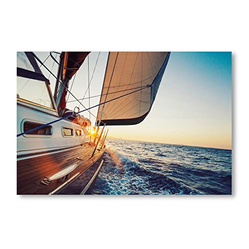 Postereck - 0431 - Segelschiff, Sonnenuntergang Segeln Schiff Meer - Wandposter Fotoposter Bilder Wandbild Wandbilder - Leinwand - 100,0 cm x 75,0 cm von Postereck