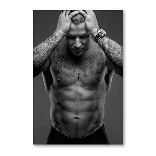 Postereck - 0498 - Sixpack, Tattoo Schwarz Weiss Mann Muskeln Sexy - Erotisch Sexy Nackt Wandposter Fotoposter Bilder Wandbild Wandbilder - Poster - 3:2 - 61,0 cm x 40,5 cm von Poster