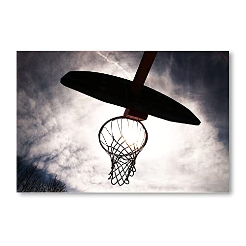 Postereck - 0507 - Basketball, Korb Wolken NBA Sport Spielen - Wandposter Fotoposter Bilder Wandbild Wandbilder - Leinwand - 100,0 cm x 75,0 cm von Postereck