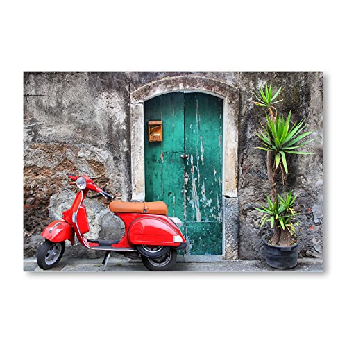 Postereck - 0537 - Roller, Sizilien Italien Europa Retro Vintage Rot - Fahrzeug Wandposter Fotoposter Bilder Wandbild Wandbilder - Poster - 3:2-91,0 cm x 61,0 cm von Postereck