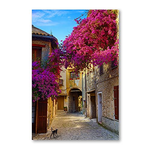 Postereck - 0563 - Mediterranes Dorf, Lila Blumen Italien Pink - Wandposter Fotoposter Bilder Wandbild Wandbilder - Poster - 3:2-30,0 cm x 20,0 cm von Postereck