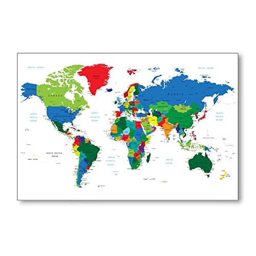 Postereck - 0666 - Hochwertiges Weltkarten Poster | Weltkarte Wand zum aufhängen | Unterricht Klassenzimmer Schule World Map Wall | Landkarte Welt XXL | Poster - 4:3-61,0 cm x 45,5 cm von Postereck