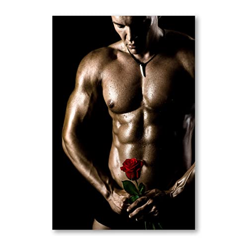 Postereck - 0797 - Mann, Rose, Sixpack Sexy Erotik Muskeln Nackt Akt - Erotisch Sexy Nackt Wandposter Fotoposter Bilder Wandbild Wandbilder - Poster - 3:2-30,0 cm x 20,0 cm von Postereck