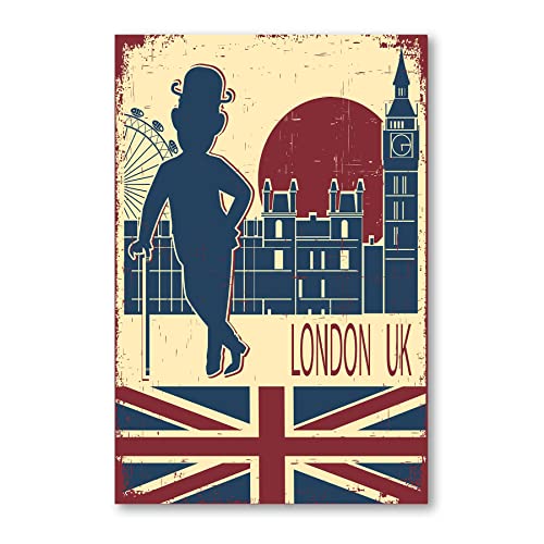 Postereck - 0809 - Vintage Plakat, London UK England Big Ben Flagge - Spruch Schrift Wandposter Fotoposter Bilder Wandbild Wandbilder - Poster - DIN A3-29,7 cm x 42,0 cm von Postereck