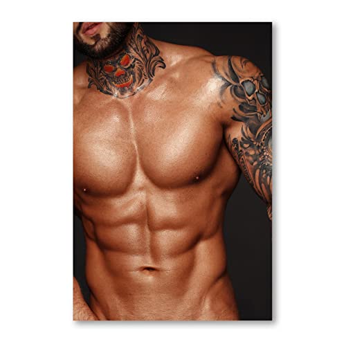 Postereck - 0901 - Sexy Sixpack, Mann Muskeln Erotik Tattoo Nackt - Erotisch Sexy Nackt Wandposter Fotoposter Bilder Wandbild Wandbilder - Poster - DIN A2-42,0 cm x 59,4 cm von Postereck