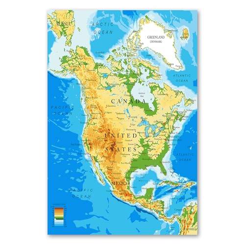 Postereck - 1032 - Nordamerika Karte, Länder Hauptstädte in Englisch - Unterricht Klassenzimmer Schule Wandposter Fotoposter Bilder Wandbild Wandbilder - Poster - 3:2-30,0 cm x 20,0 cm Postereck - 1032 - Nordamerika Karte, Länder Hauptstädte in Englisch - Unterricht Klassenzimmer Schule Wandposter Fotoposter Bilder Wandbild Wandbilder - Poster - 3:2-30,0 cm x 20,0 cm von Postereck