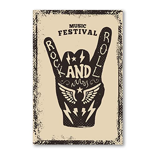 Postereck - 1130 - Rock and Roll, Music Festival Schild Party Retro - Spruch Schrift Wandposter Fotoposter Bilder Wandbild Wandbilder - Poster - 3:2-61,0 cm x 40,5 cm von Postereck