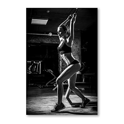 Postereck - 1215 - Hochauflösende Fitness Leinwand Frau beim Training | Gym Leinwand Frau Sport zur Motivation | Bodybuilding Leinwand - Leinwand - 100,0 cm x 75,0 cm von Postereck