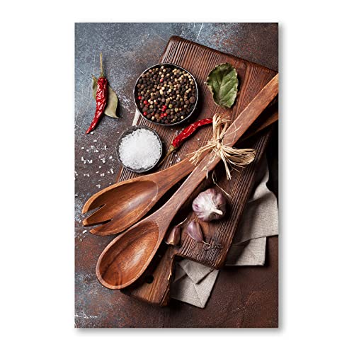 Postereck - 1216 - Gewürze, Küche Kochen Löffel Pfeffer Chilli - Wandposter Fotoposter Bilder Wandbild Wandbilder - Leinwand - 60,0 cm x 40,0 cm von Postereck