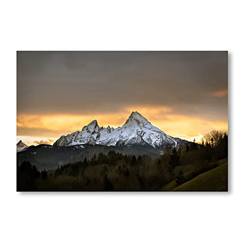 Postereck - 1489 - Watzmann, Berg Landschaft Natur Schnee Wald Bäume - Wandposter Fotoposter Bilder Wandbild Wandbilder - Leinwand - 100,0 cm x 75,0 cm von Postereck