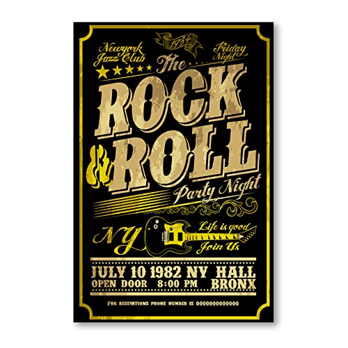 Postereck - 2014 - Rock and Roll Plakat, New York Party Vintage USA - Spruch Schrift Wandposter Fotoposter Bilder Wandbild Wandbilder - Poster - DIN A3-29,7 cm x 42,0 cm von Postereck