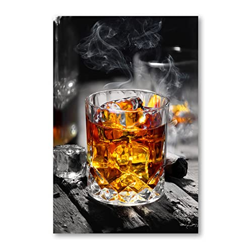 Postereck - 2205 - Whisky und Zigarre, Alkohol Rauch Eiswürfel Glas - Wandposter Fotoposter Bilder Wandbild Wandbilder - Poster - DIN A2-42,0 cm x 59,4 cm von Postereck